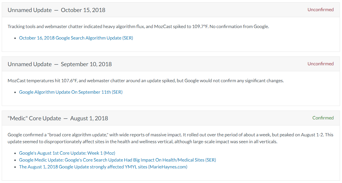 google algorithm history