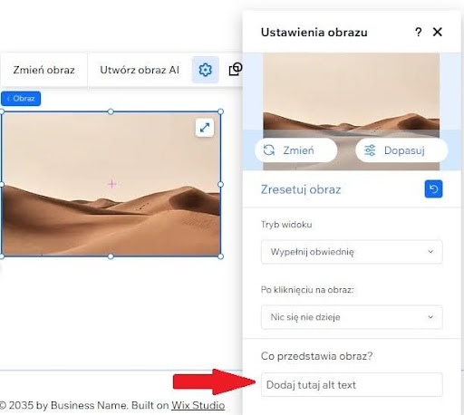Jak dodać tekst alternatywny obrazka w systemie WIX?