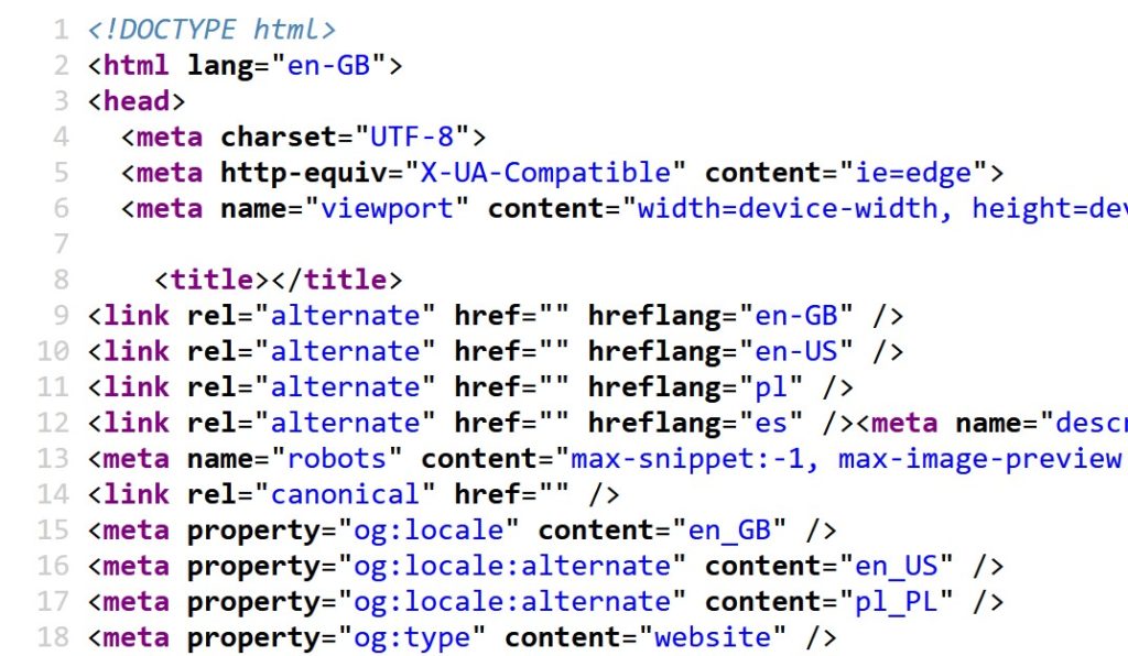meta-tags in html code